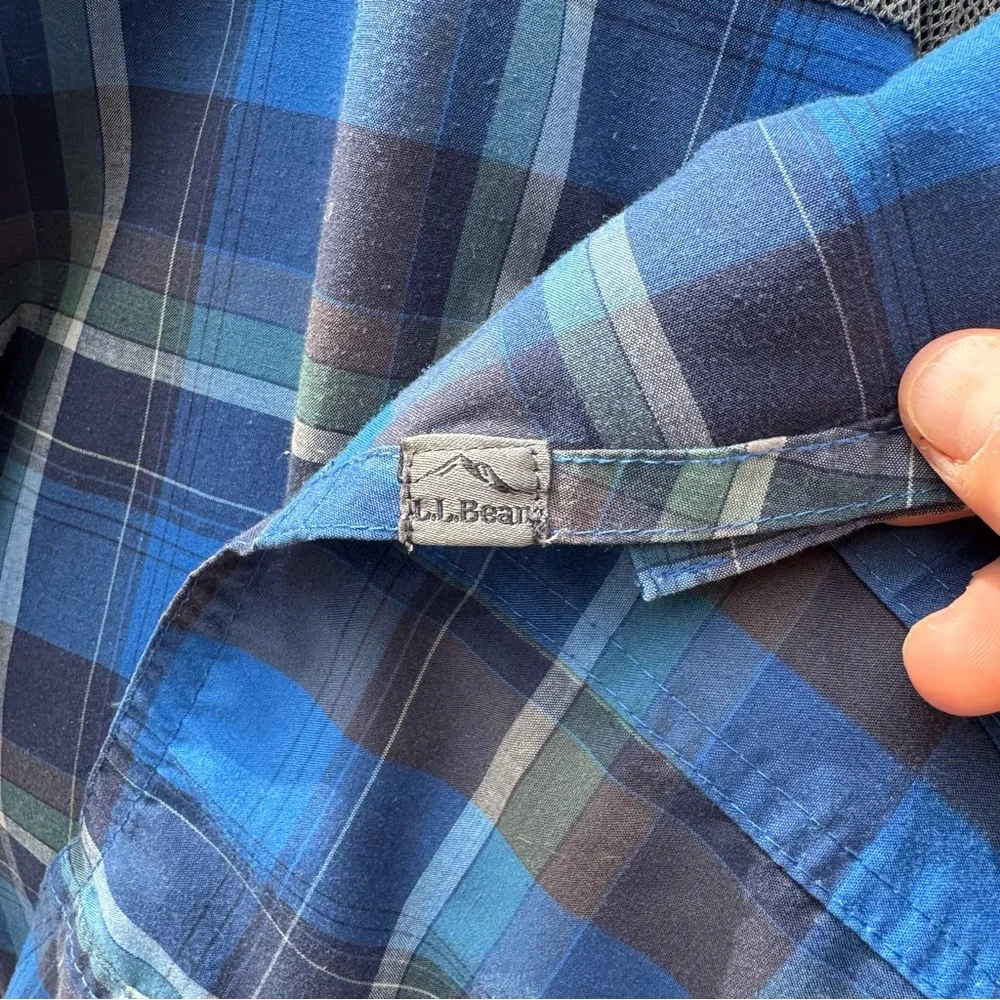 L.L. Bean Blue and Gray Plaid Shirt - Picture 4 of 7